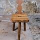 Pair of solid oak Breton chairs in folk art style