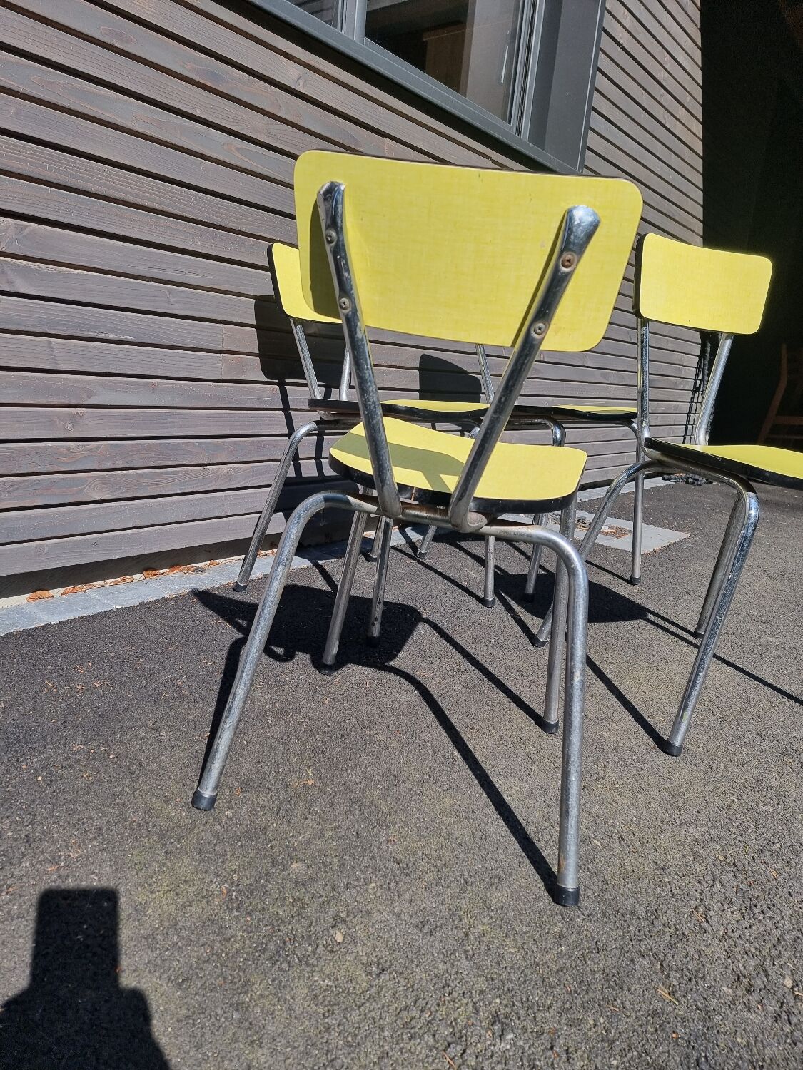 4 vintage Formica yellow chairs