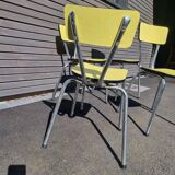 4 vintage Formica yellow chairs