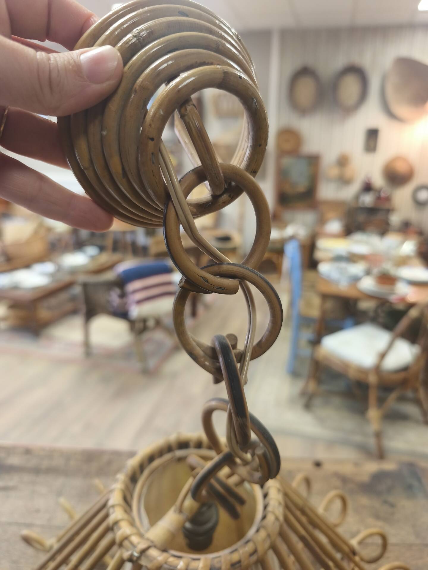 Vintage rattan ceiling light fixture
