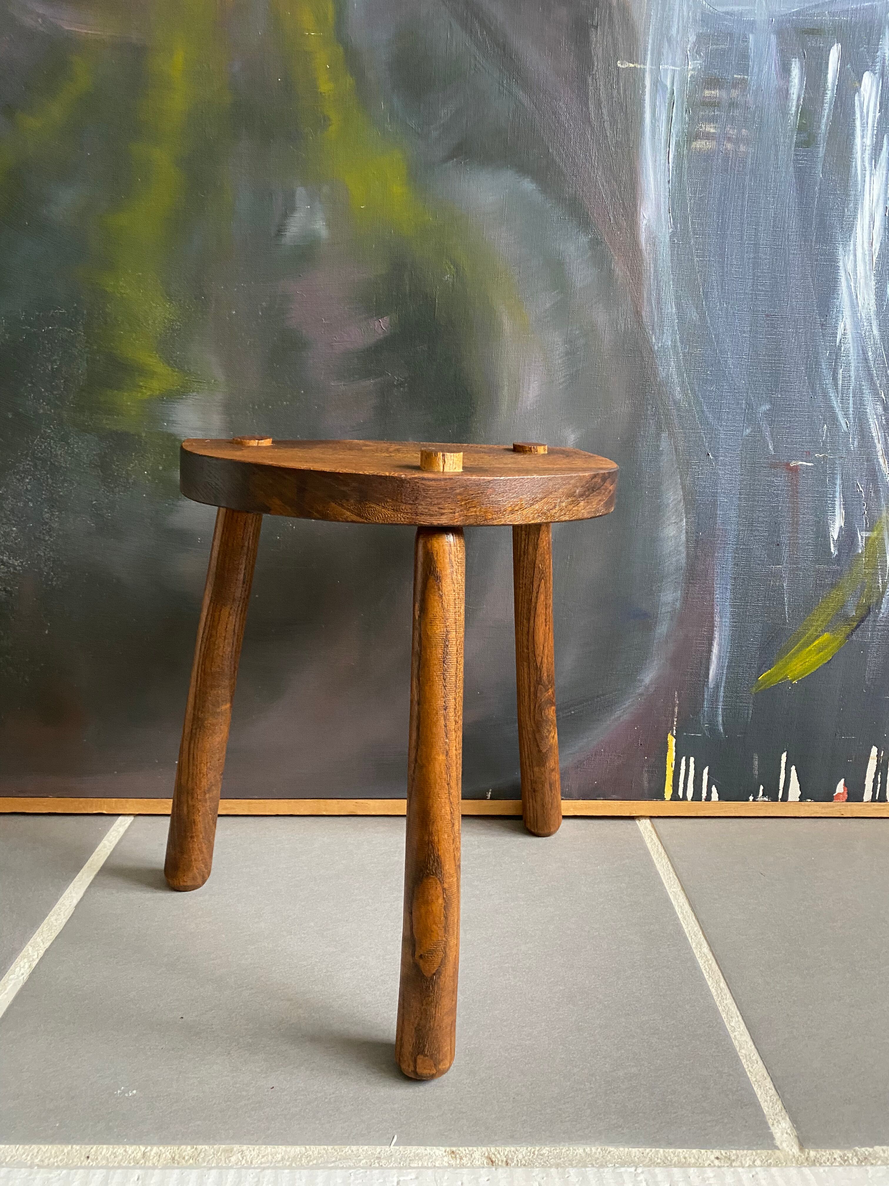 Vintage tripod wood farm stool