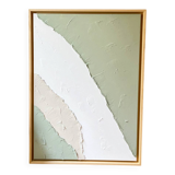 Beige, white, sage green relief table.