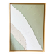 Tableau relief beige, blanc, vert sauge