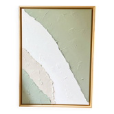 Beige, white, sage green relief table.