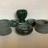 Six green marble candle holders