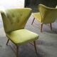 Trio de chauffeuses à oreilles wing chair danoise Elias Svedberg années 50/60 jaune vert