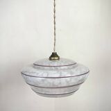 Petite suspension verre Clichy blanc liseré rouge