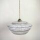 Small white Clichy glass pendant light with red edging