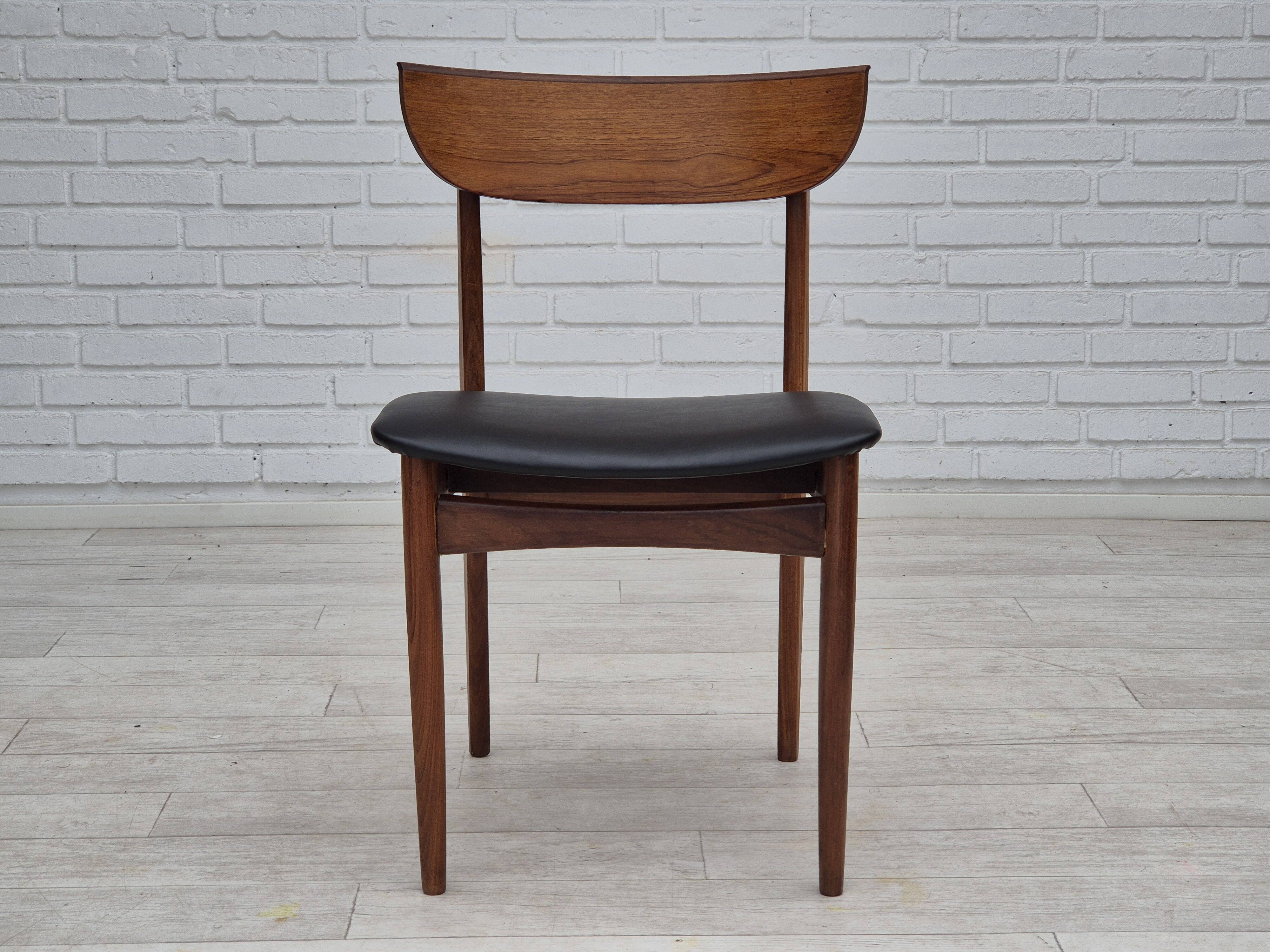 1960s, set of 5 Danish dining chairs, reupholstered, teak wood.