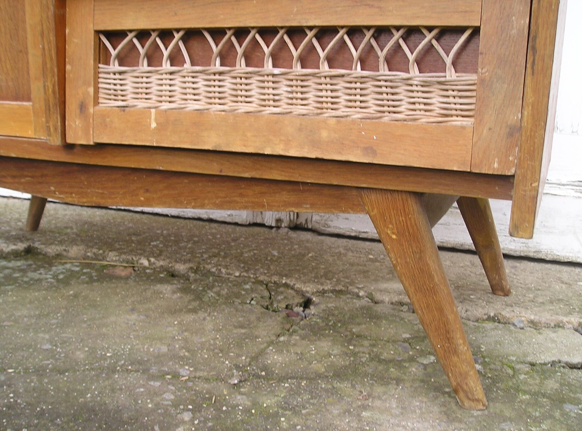 Chest of drawers with compass feet, 1 door and 6 drawers, 1960s