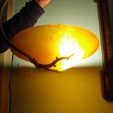 Asymmetrical Pendant Lamp with Orange Shade, 1970s