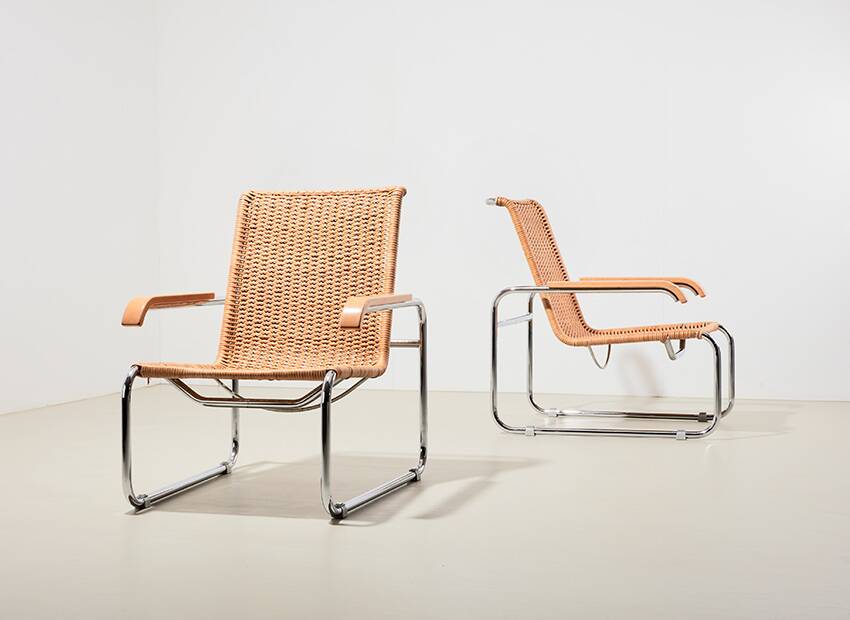 Marcel Breuer Pair of B35 Lounge Chairs for Thonet 1990s
