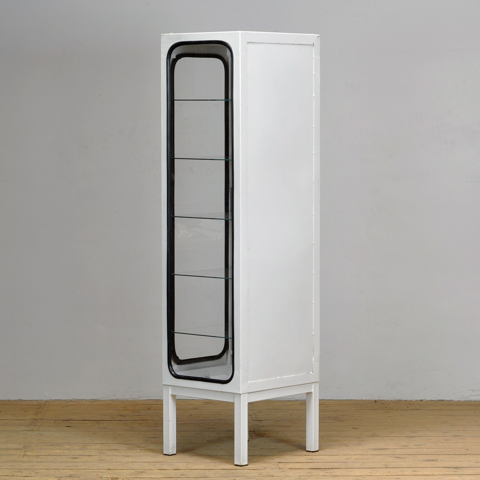 Vintage iron and glass medical cabinet, 1970s