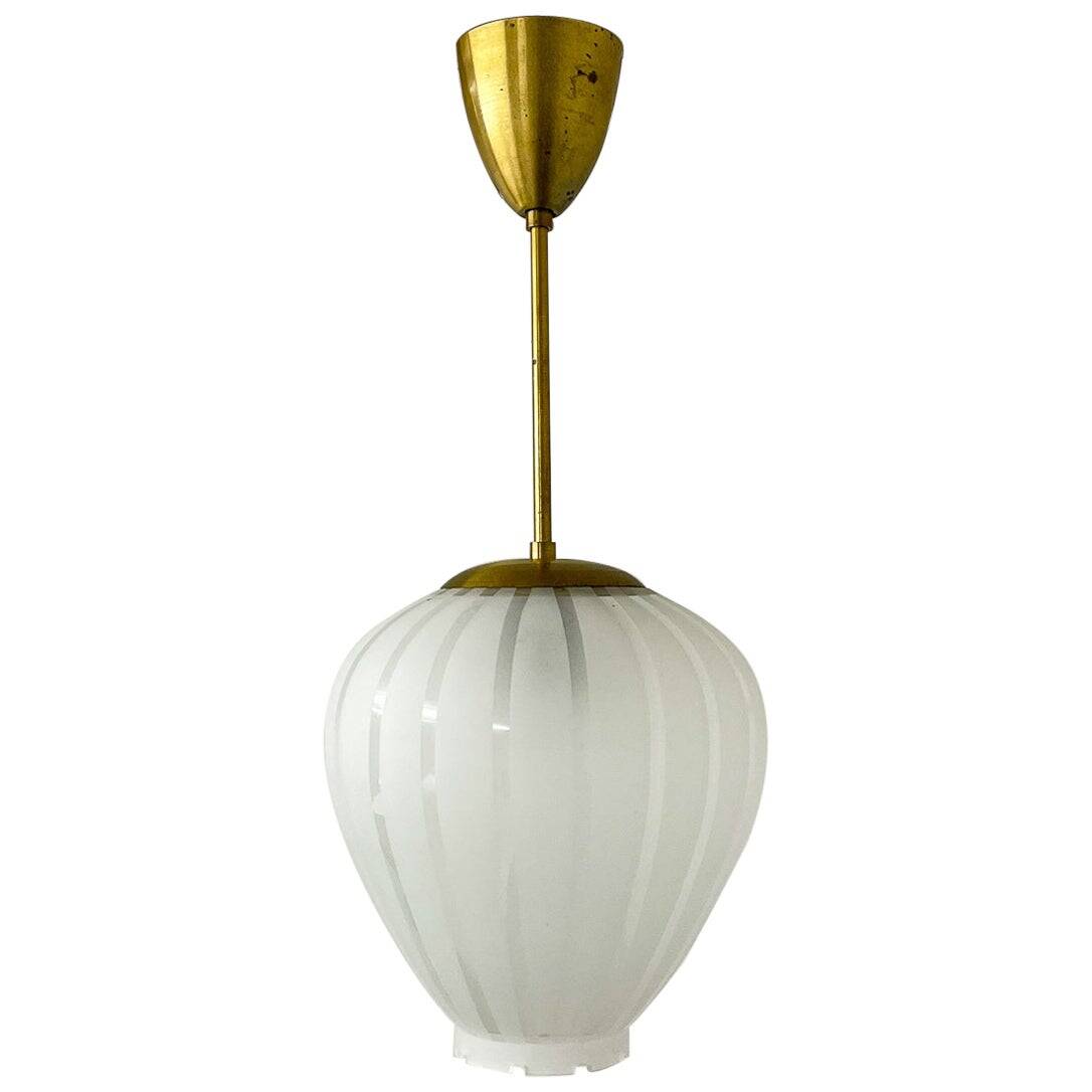 Swedish Art Deco pendant in brass and glass, 1940s