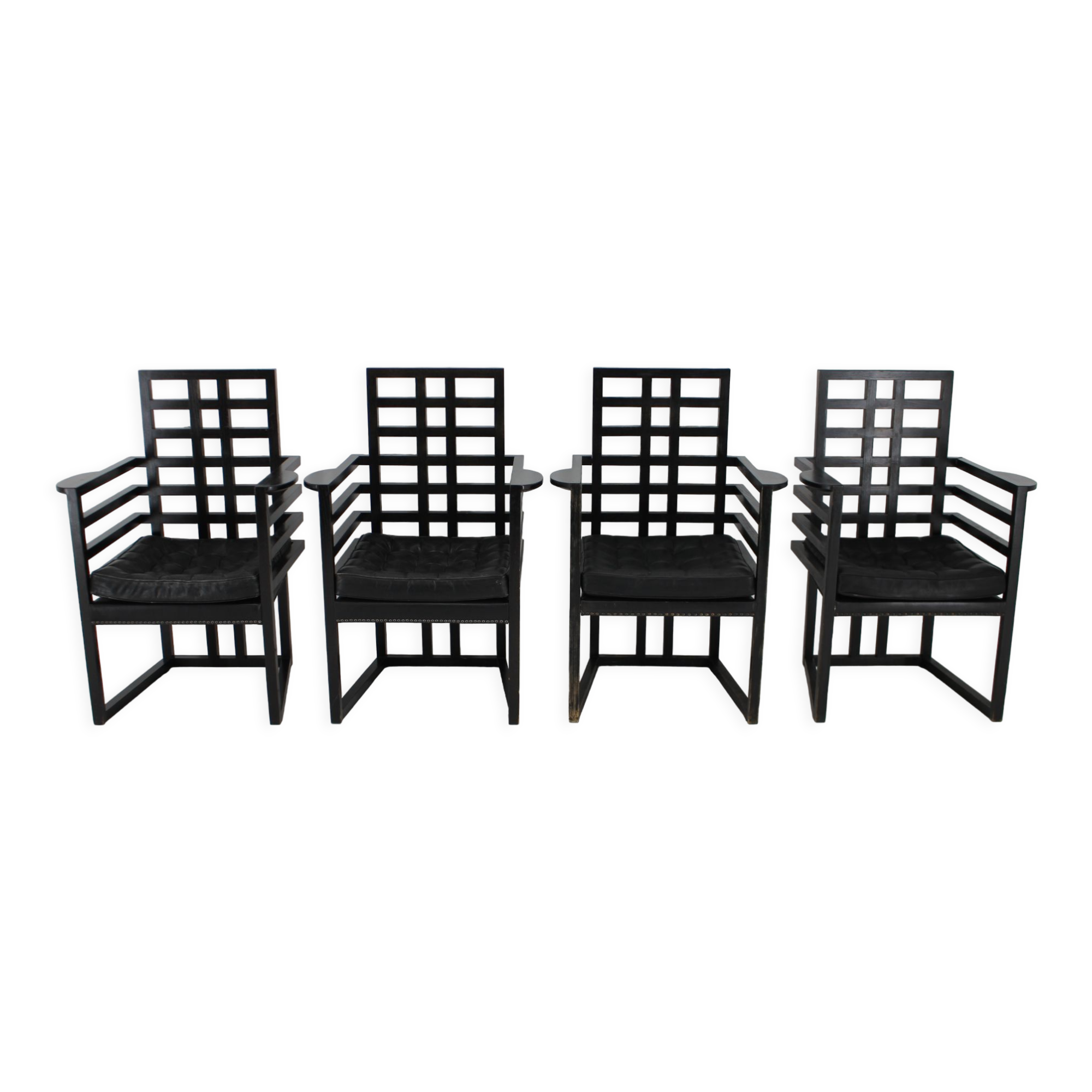 Set of Four Josef Hoffmann Armloffel Chairs Made By Wittmann,Austria