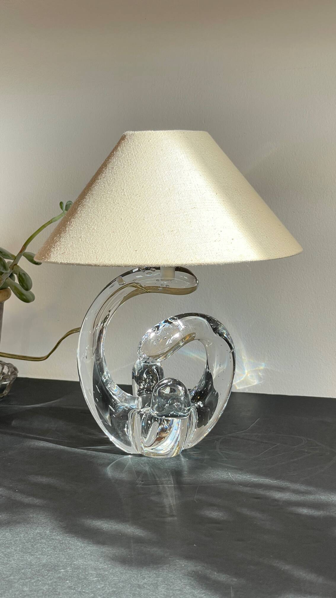Lampe cristal art déco gravée Paris France