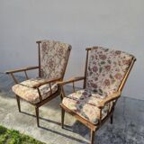 Pair of Baumann armchairs, signed, vintage Fan model