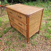 Vintage woven wicker rattan bamboo chest of drawers design 50-60-70