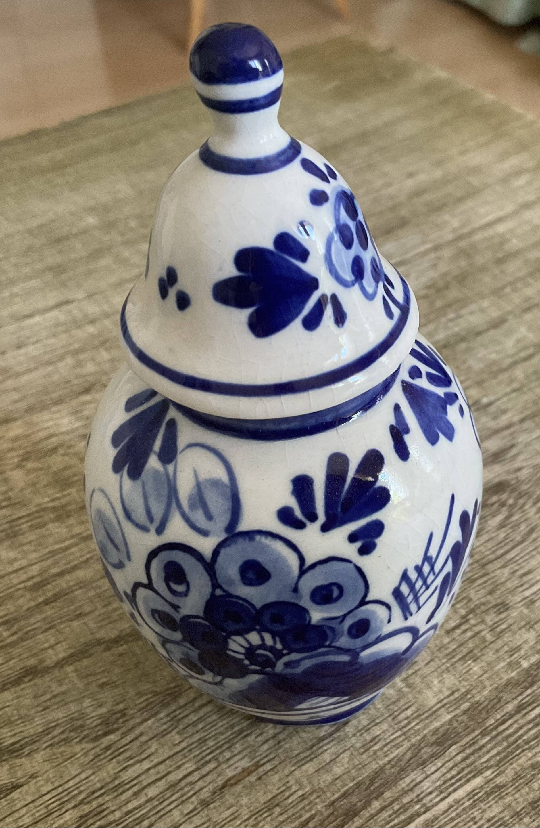 Sucrier, pot couvert en faïence bleu de Delft