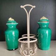 Oiler vintage vinegar 1950 ceramic and perforated metal
