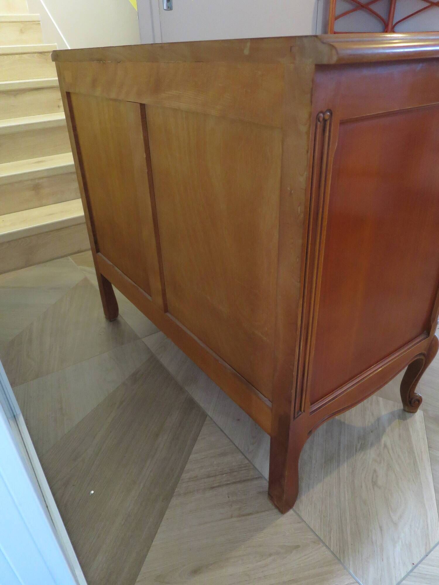 3-drawer chest of drawers in Louis XV style cherry wood, 1980s