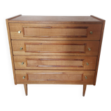 Vintage wood and rattan chest of drawers