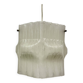 Lampe à suspension en lucite glacée du milieu du siècle, années 1970