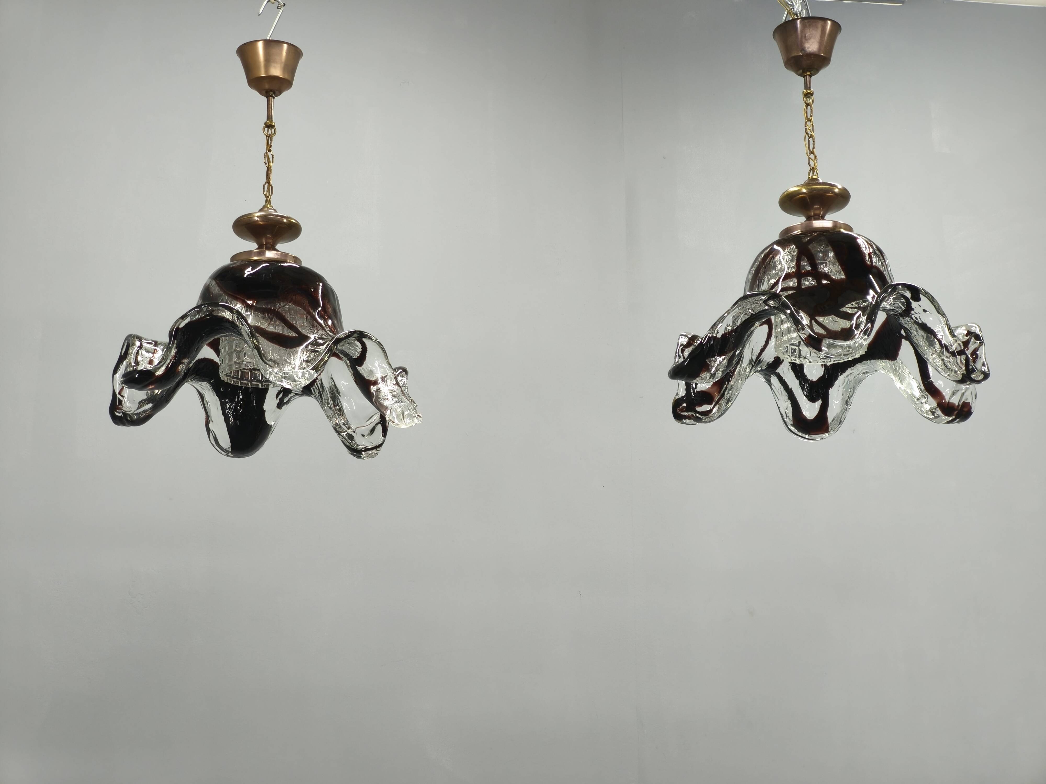 Pair of Murano Glass Pendant Lights, Italy, 1960s