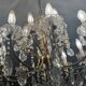 Ensemble de réception en laiton massif et cristal – 2 lustres et 2 applique
