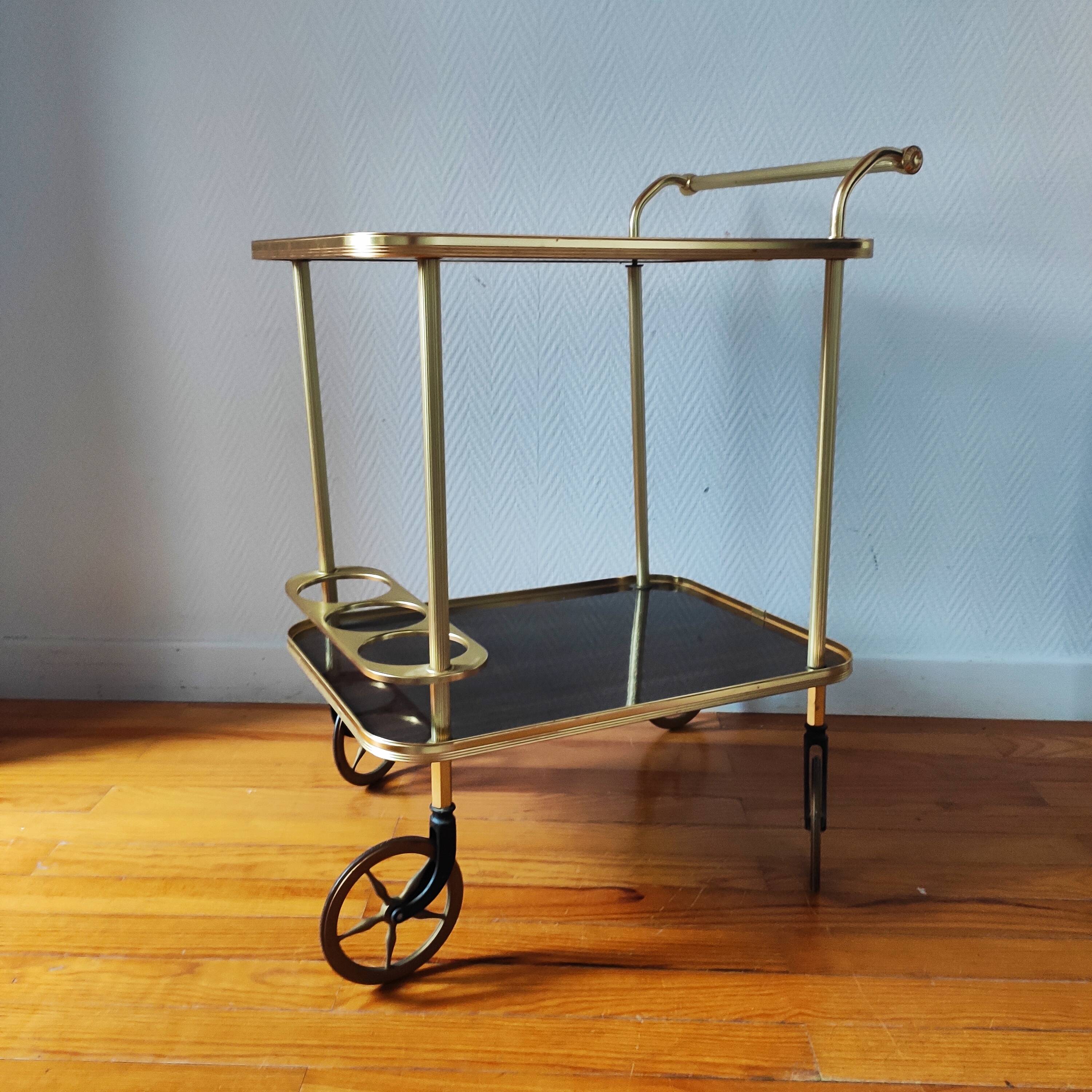 Vintage 1960s rolling bar cart