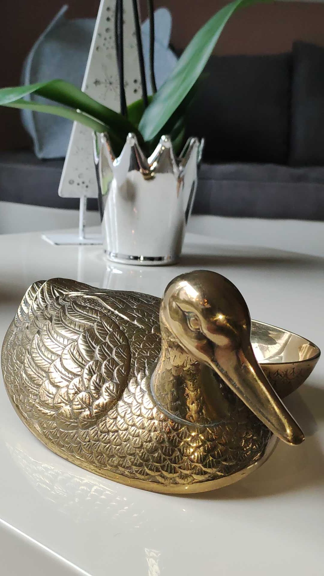 Void zoomorphic pocket in the shape of a mallard in solid brass - vintage model 70s