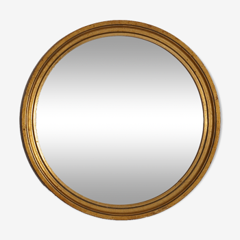 Miroir rond bois doré année 60/70