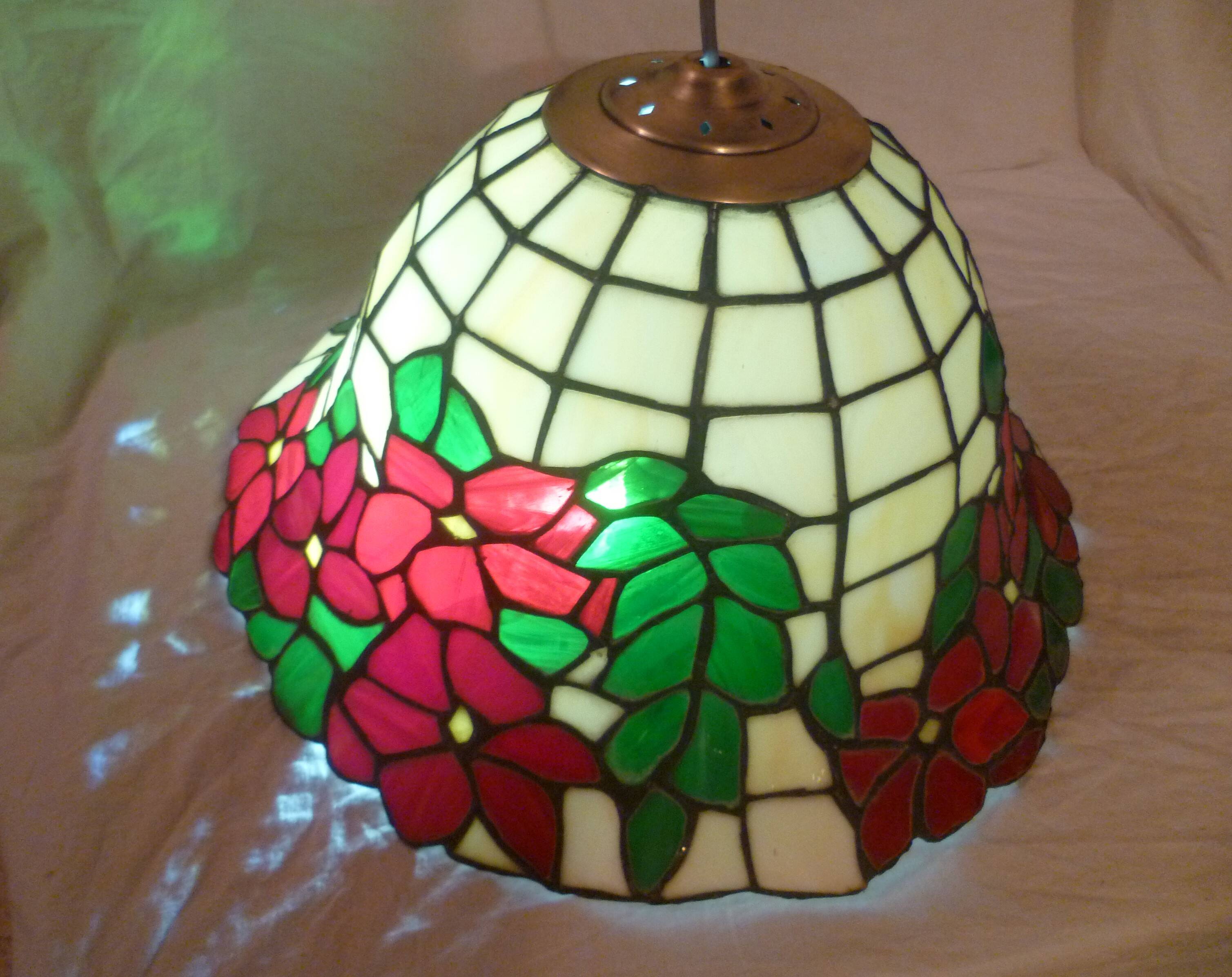 Tiffany-style cloisonné mother-of-pearl pendant light, 1970s