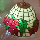 Tiffany-style cloisonné mother-of-pearl pendant light, 1970s