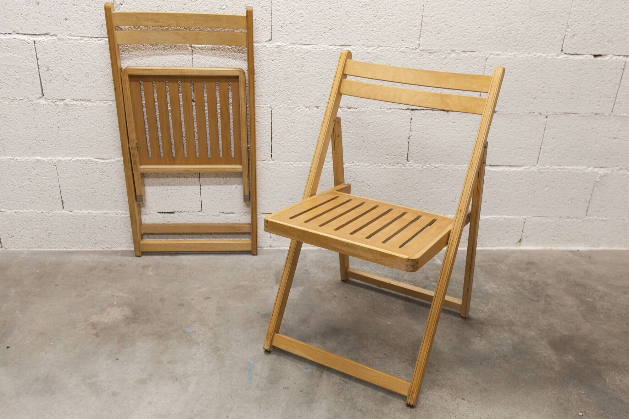 Paire de chaises pliantes Ikea 1970 couleur miel