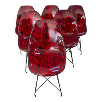 6 chaises design italien Dal Segno modèle Prisma Eiffel