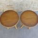 Pair of wooden and rattan stools, circa 1960.