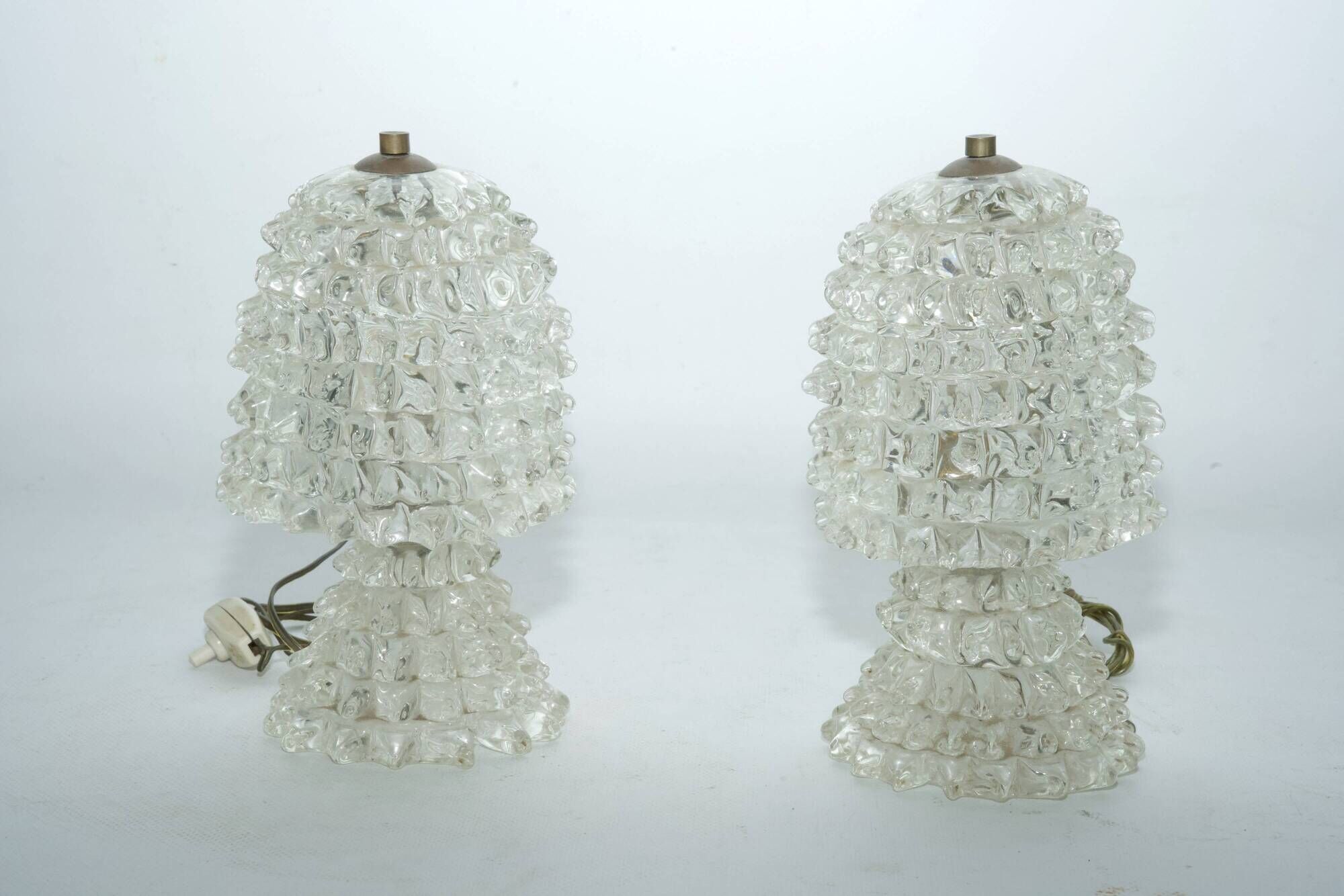 Rare Pair of Ercole Barovier Rostrato table lamps. Italy 1940s