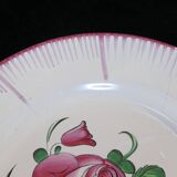 Set of 2 Plates in Faience de l'est pink red 19th LUNEVILLE / ST CLEMENT