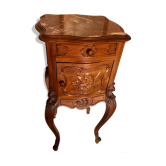 High wood and vintage marble console