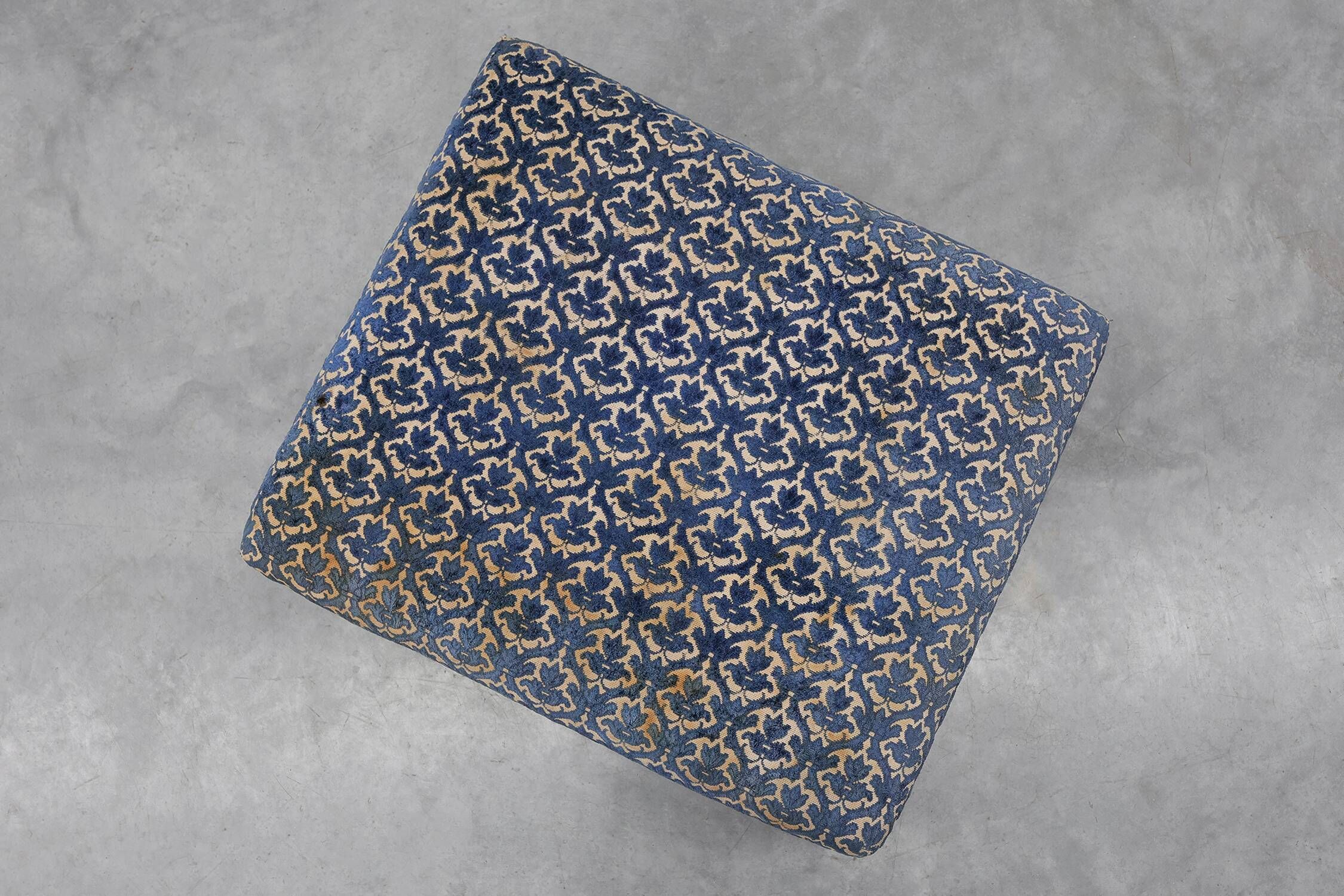 Art Deco Upholstered Footstool with Sabre Legs, France, 20th Century