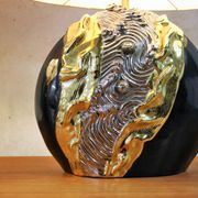 Pair of carved ceramic by Georges Deliège Belgique desk lamps
