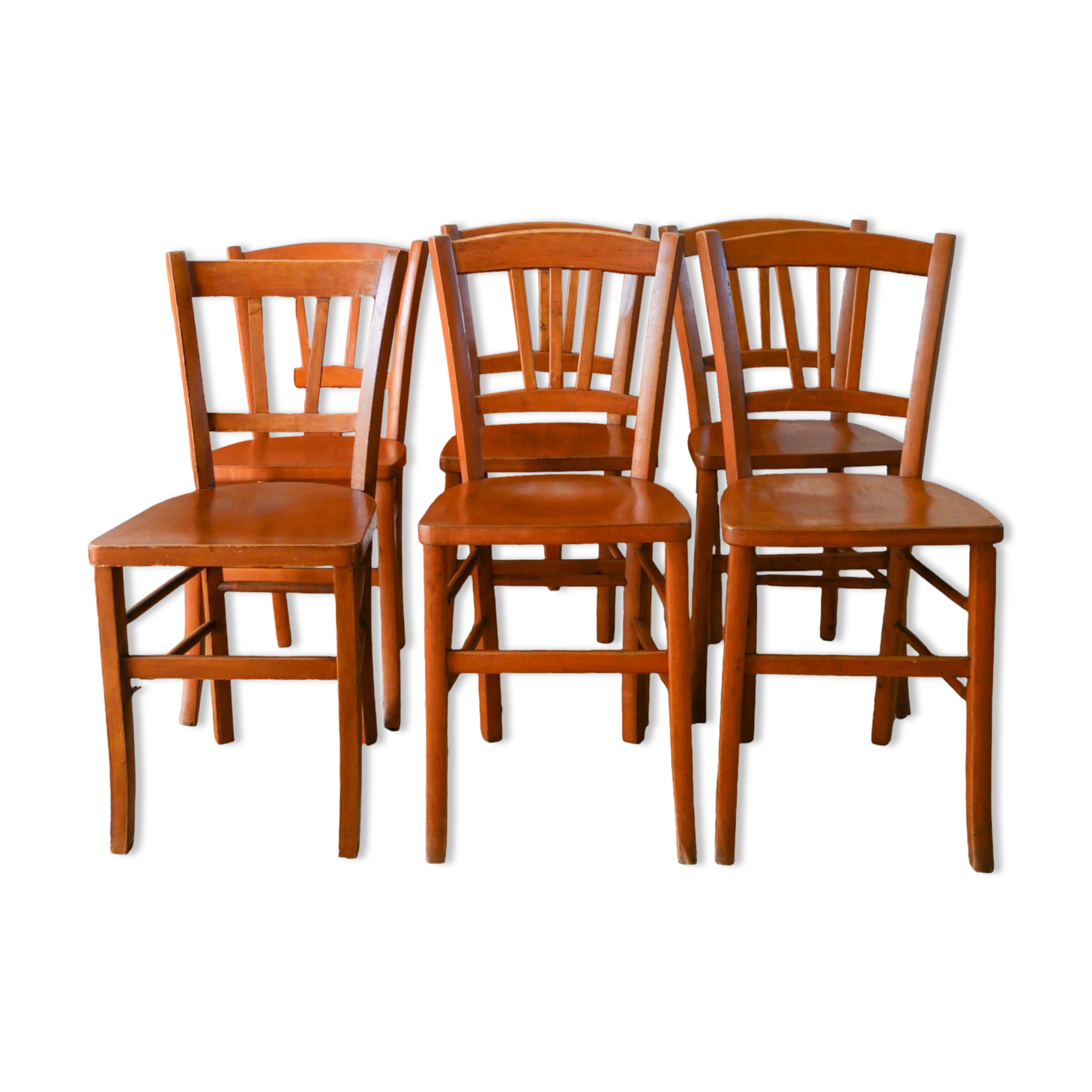 Set of 6 Luterma wooden bistro chairs 1950