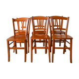 Ensemble de 6 chaises bistrot en bois Luterma 1950