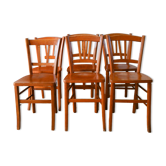 Ensemble de 6 chaises bistrot en bois Luterma 1950