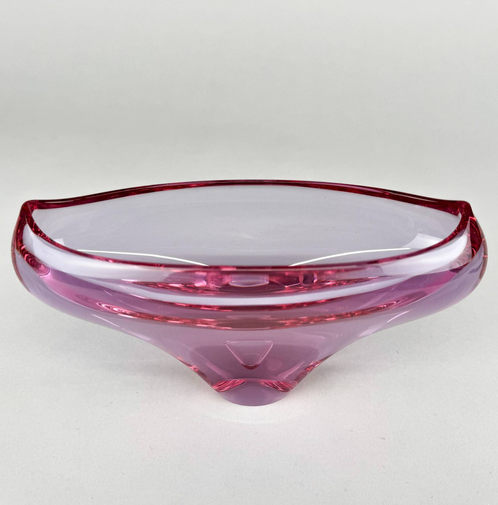 1960s Art Glass Bowl by Glass Designer Miloslav Klinger, Czechoslovakia