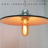 Vintage enameled pendant lamp ready to install with bulb