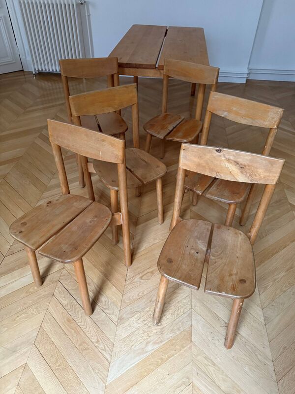 Table et chaises Pierre Gautier Delaye modèle Grain de café