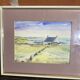 Watercolour on Paper JEAN MOREL View of Fishermen's House + White Wooden Frame