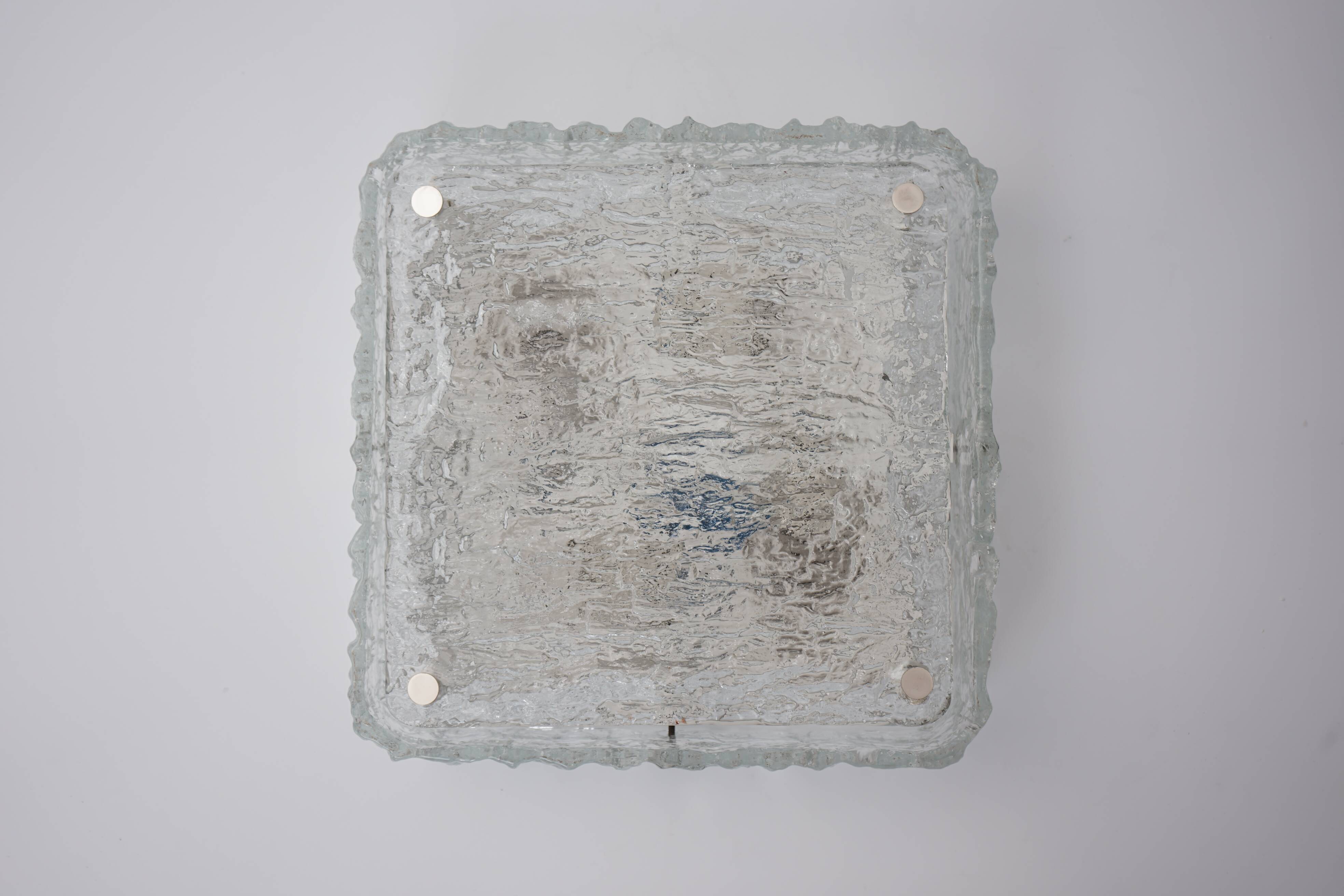 Ice glass ceiling lamp by Kaiser Leuchten 1970s
